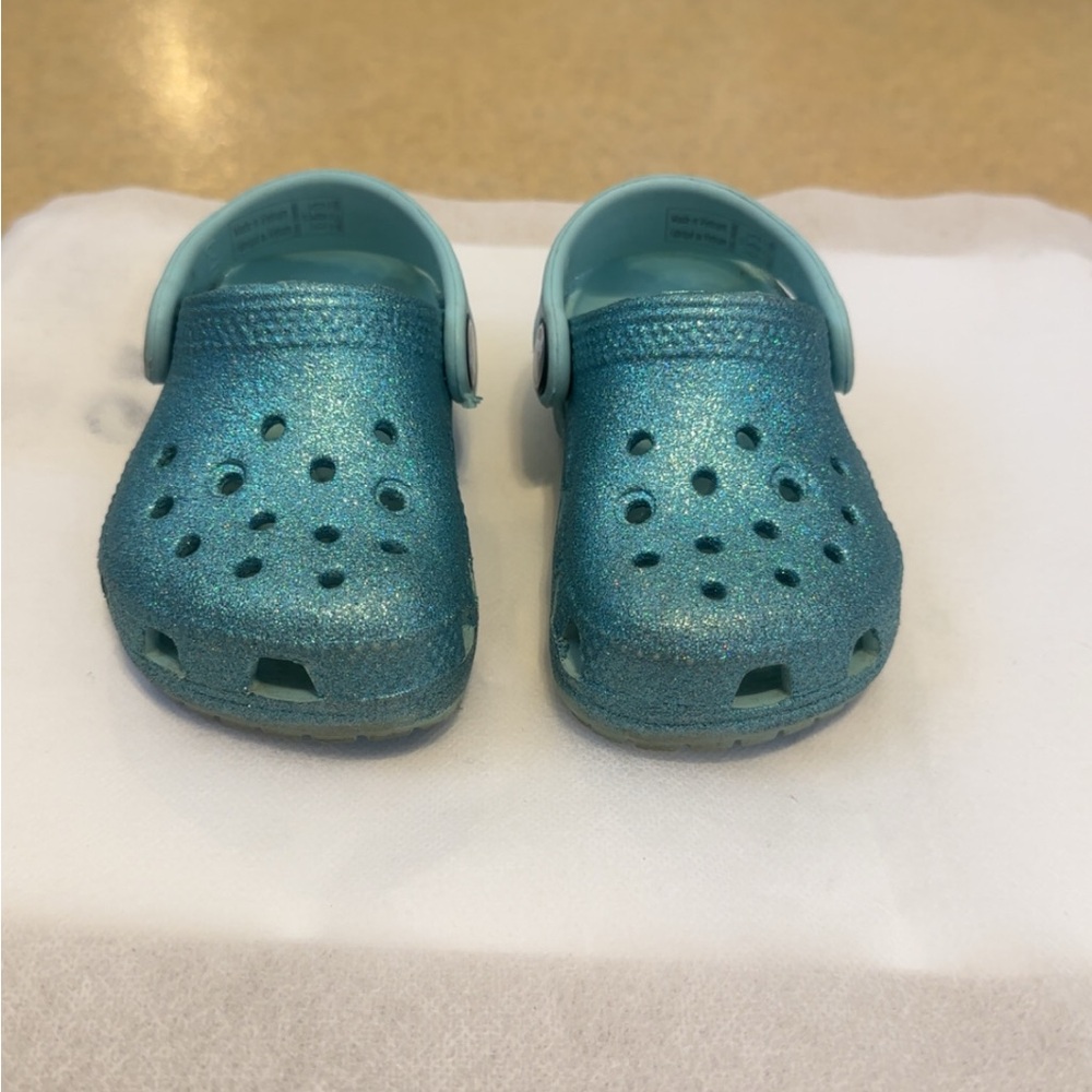 Toddler Crocs Blue Glitter Clogs